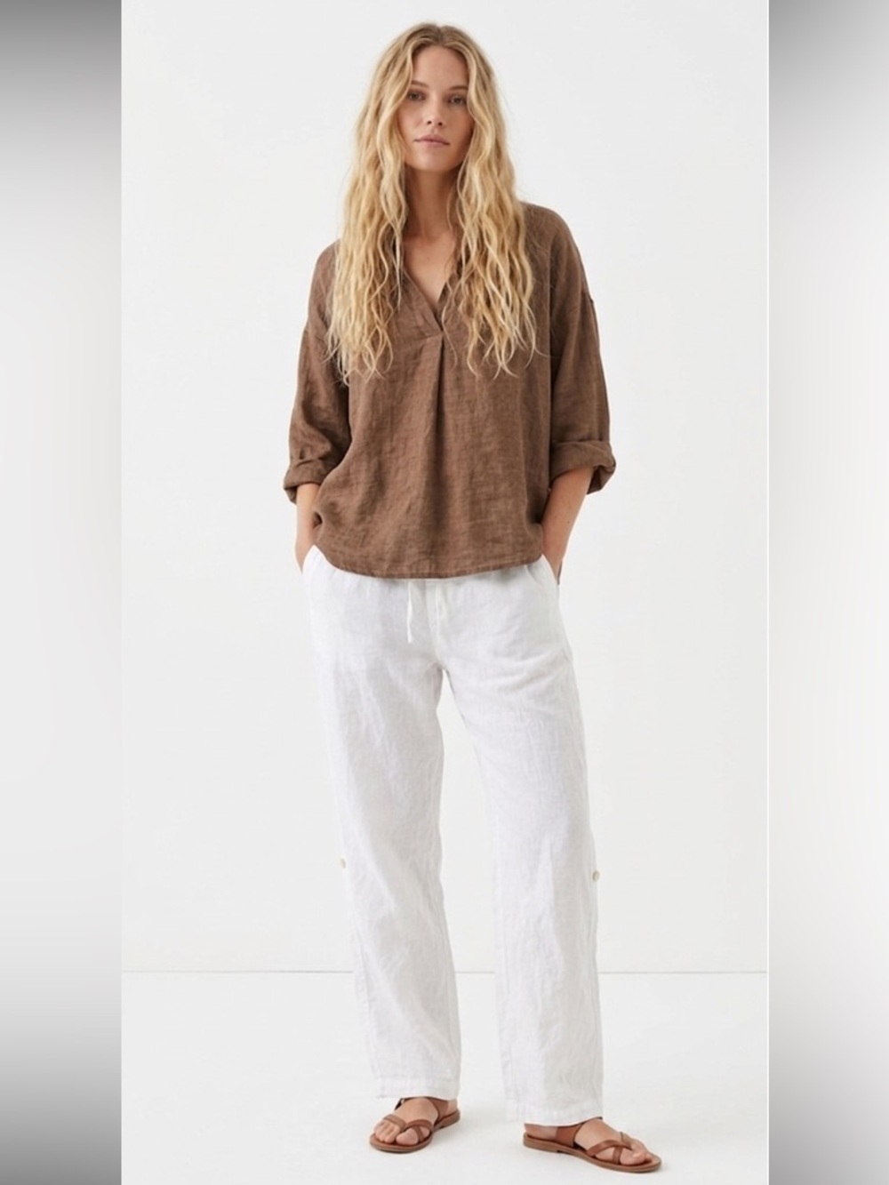 LINEN PANTS WESTORY Pure White Casual Women’s Pants Size 38